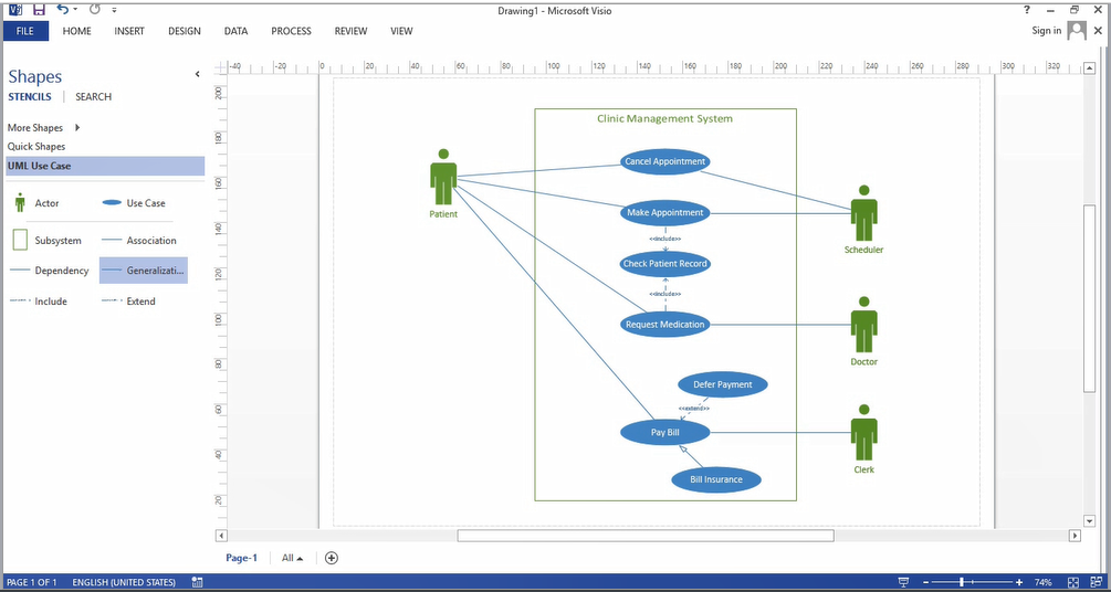 Visio uml диаграмма прецедентов