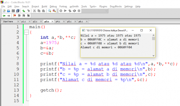 Praktikum 9 Variable dan Fungsi Pointer - Redaksiana