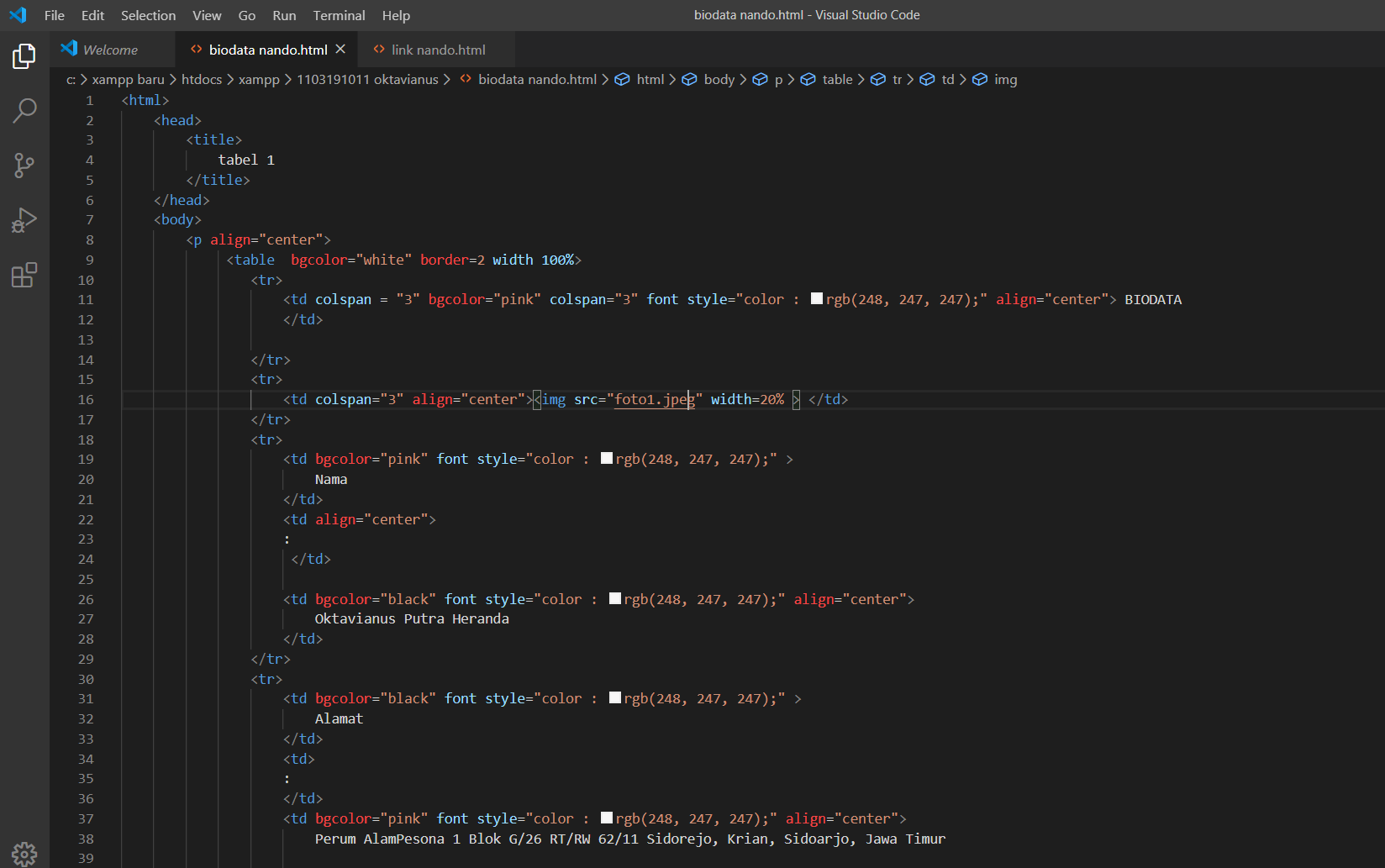 how to make bio and list in html - Redaksiana