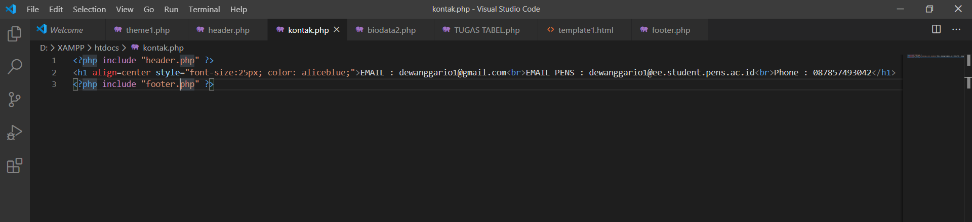 Include template php