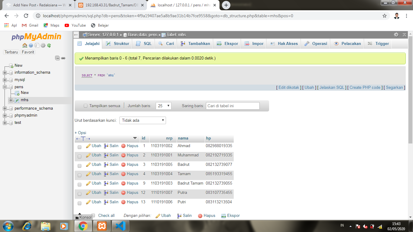SQL INSERT DATABASE - Redaksiana